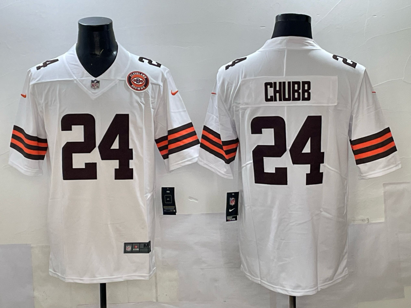 Men 2025 Cleveland Browns #24 Chubb white Nike Limited NFL Jersey 034